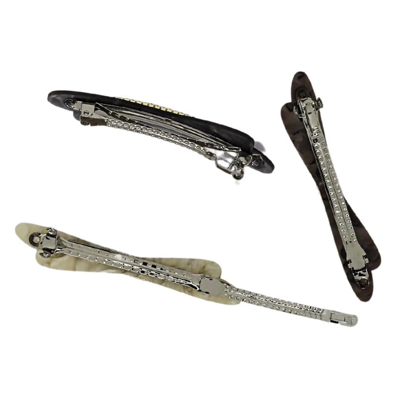 JWELLA Marble Finish Hair Clips with Rhinestone Accents, Set of 3, Elegant (Desing-1) - Image 4