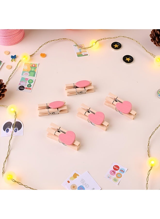Winner 25 Pcs Pink Mini Heart Wooden Clips Clothespins Photo Paper Peg Pin Craft Decoration Clips, Clothes Pins, Laundry Storage and Organization - Image 4