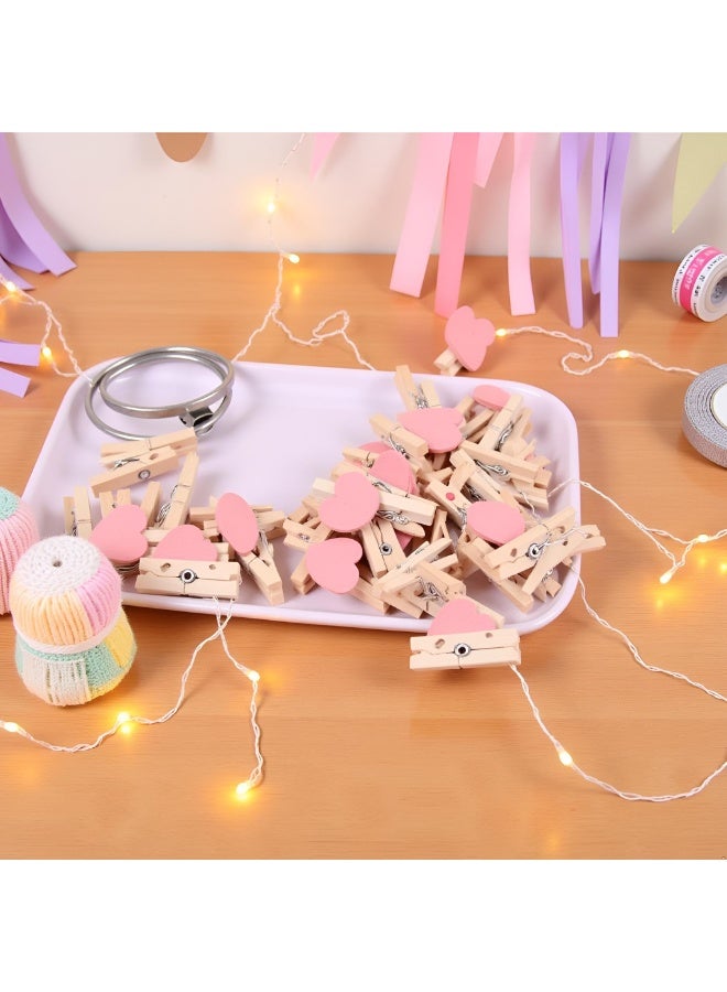 Winner 25 Pcs Pink Mini Heart Wooden Clips Clothespins Photo Paper Peg Pin Craft Decoration Clips, Clothes Pins, Laundry Storage and Organization - Image 5