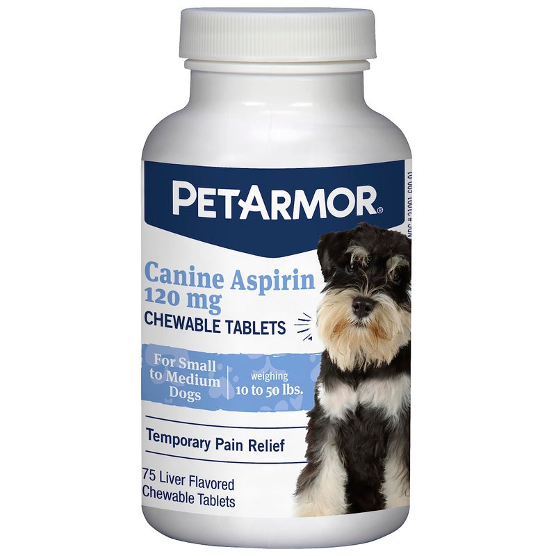 PetArmor Aspirin for Small Dogs, Fast Acting Anti-Inflammatory and Pain Relief For Dogs, Vet-Quality Joint Support and Pain Meds for Dogs, 75 Liver Flavored Tablets - Image 1