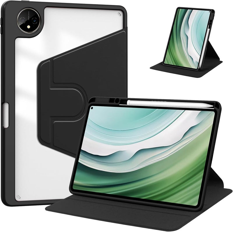 جراب متوافق مع جهاز هواوي ميت باد برو 11 2024/2022 اللوحي مع حامل قلم، خاصية الإيقاظ/السكون التلقائي، جراب دوار لجهاز هواوي ميت باد برو 11، أسود - Image 1