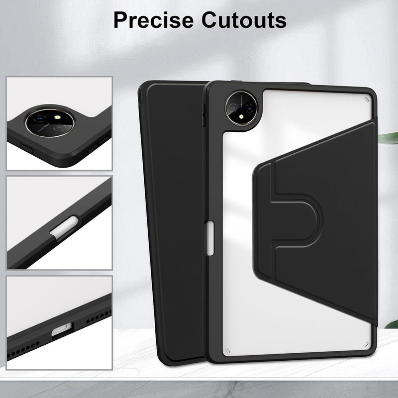 جراب متوافق مع جهاز هواوي ميت باد برو 11 2024/2022 اللوحي مع حامل قلم، خاصية الإيقاظ/السكون التلقائي، جراب دوار لجهاز هواوي ميت باد برو 11، أسود - Image 5