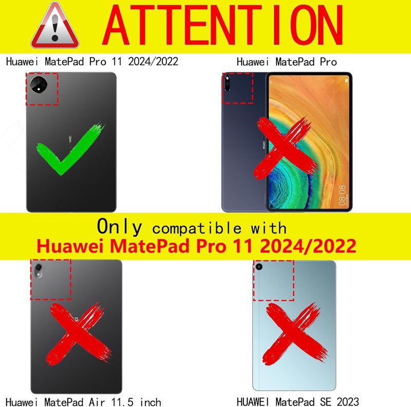 جراب متوافق مع جهاز هواوي ميت باد برو 11 2024/2022 اللوحي مع حامل قلم، خاصية الإيقاظ/السكون التلقائي، جراب دوار لجهاز هواوي ميت باد برو 11، أسود - Image 3