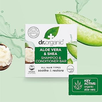 dr.organic Dr Organic Aloe Vera Shea Shampoo Bar Soothing All Hair Types Plastic Free Solid Shampoo Bar Natural Vegan CrueltyFree75g - Image 5