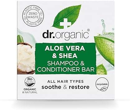 dr.organic Dr Organic Aloe Vera Shea Shampoo Bar Soothing All Hair Types Plastic Free Solid Shampoo Bar Natural Vegan CrueltyFree75g - Image 1
