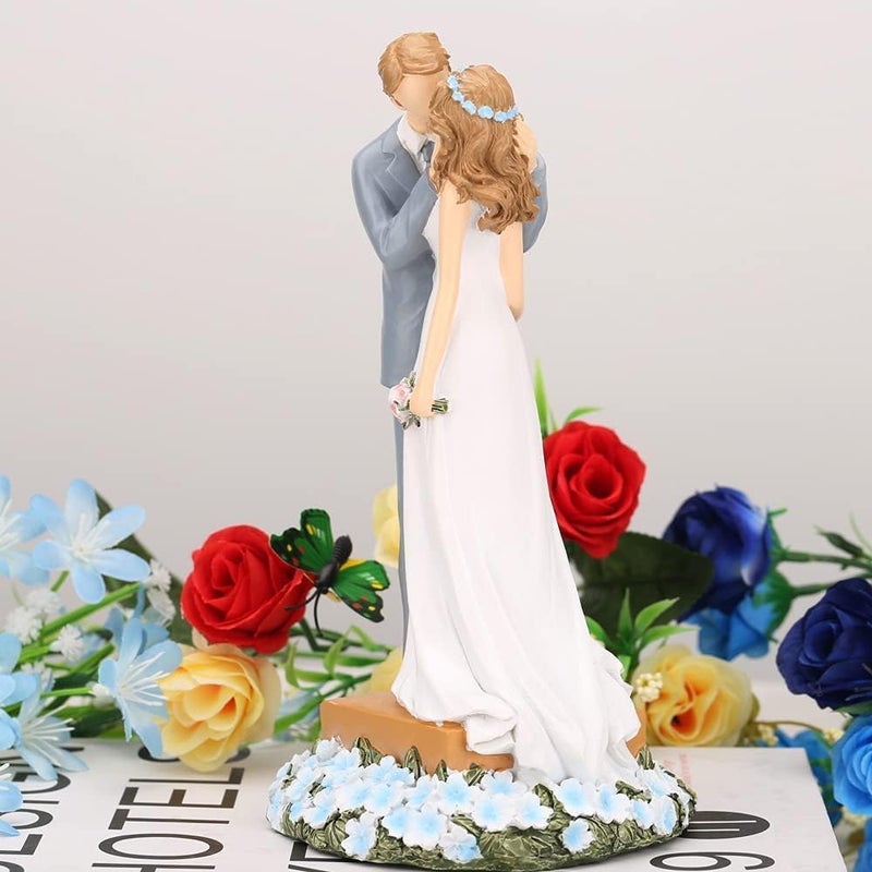 Luckam Couple Figurine, 8.26" Bride and Groom Cake Topper Figurine, Wedding and Engagement Party Decoration Collectibles Figurines, Best Gift for Valentine's Day, Anniversary, Weddings(1Pcs) - Image 3