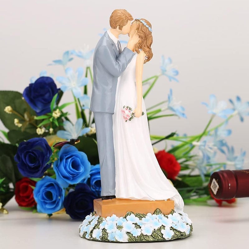 Luckam Couple Figurine, 8.26" Bride and Groom Cake Topper Figurine, Wedding and Engagement Party Decoration Collectibles Figurines, Best Gift for Valentine's Day, Anniversary, Weddings(1Pcs) - Image 5