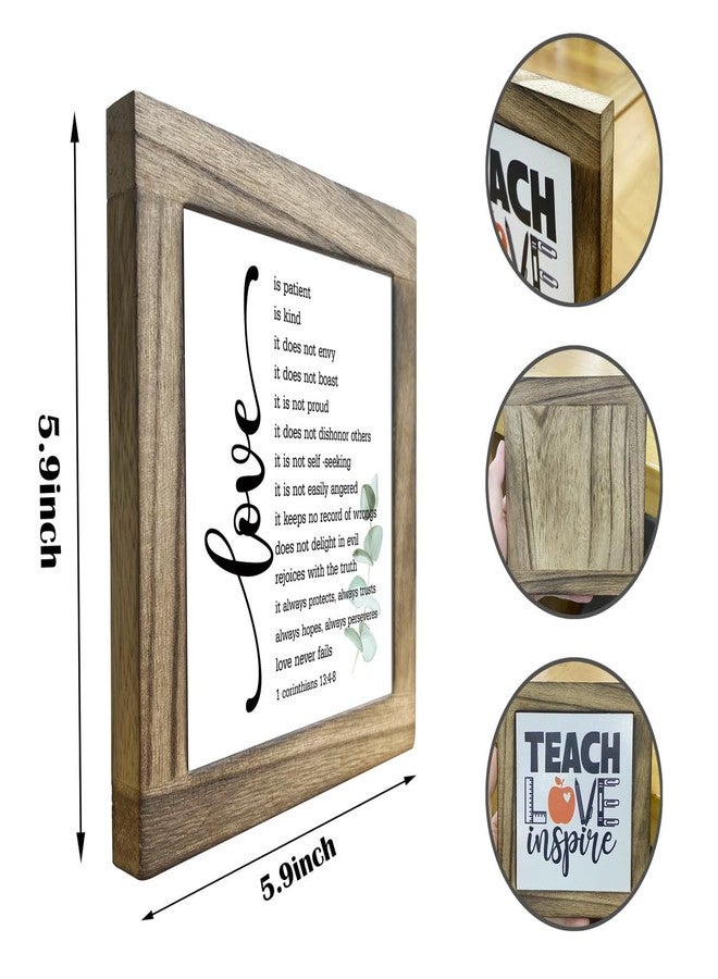 Gkwa Bible Verse Corinthians 13:4-8 Box Sign, Love Never Fails, Wooden Plaque Gift Tabletop, Rustic Love Sign, Wood Block Plaque for Anniversary, Religious Home Decor, Gift for Couple, Wedding Gift - Image 2