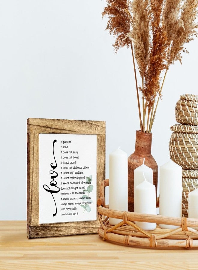 Gkwa Bible Verse Corinthians 13:4-8 Box Sign, Love Never Fails, Wooden Plaque Gift Tabletop, Rustic Love Sign, Wood Block Plaque for Anniversary, Religious Home Decor, Gift for Couple, Wedding Gift - Image 5