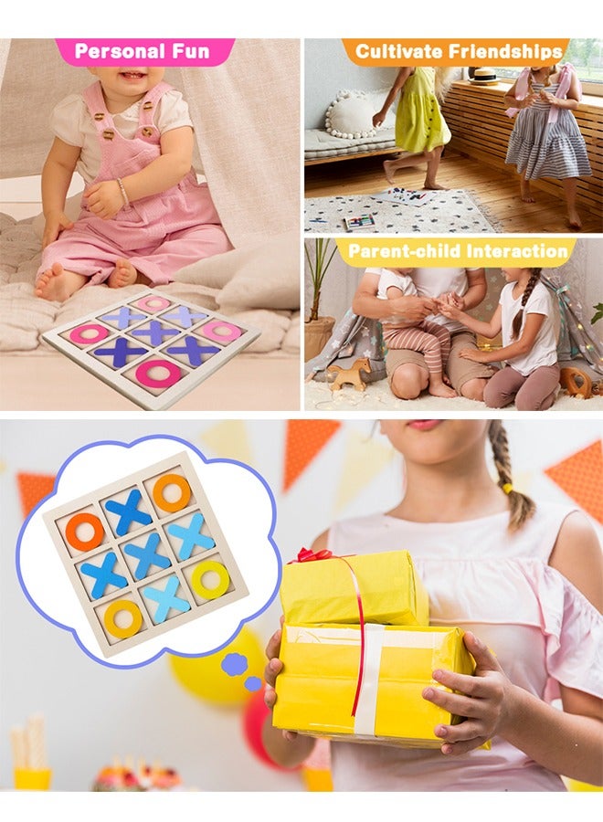 Wooden Tic TAC Toe Game Noughts and Crosses Board Game XO Tabletop Toys for Outdoor Indoor Kids Family Coffee Table Decoration Coffee - Image 3