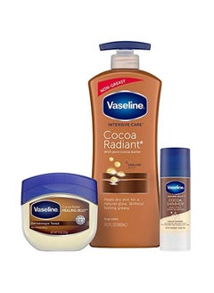 Intensive Care Cocoa Radiant Lotion 20.3 Oz Bundled With Moisturizing Healing Jelly Cocoa Butter 7.5 Oz And Cocoa Shimmer Jelly Stick 1.4 Oz Moisturized Skin With Light Cocoa Butter Scent