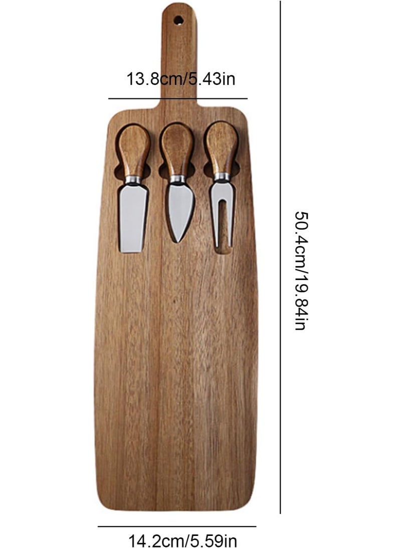 هومستر طقم ألواح تقديم خشبية مع أدوات جبن - طبق خشب سنط للشكشوكة والجبن، طبق أجبان مع سكاكين للهدايا والحفلات والمنزل (علبة هدايا) - Image 2