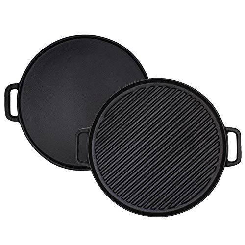 Brightalk Reversible 12-Inch Double Handled Cast Iron Stovetop Grill/Griddle - Image 1