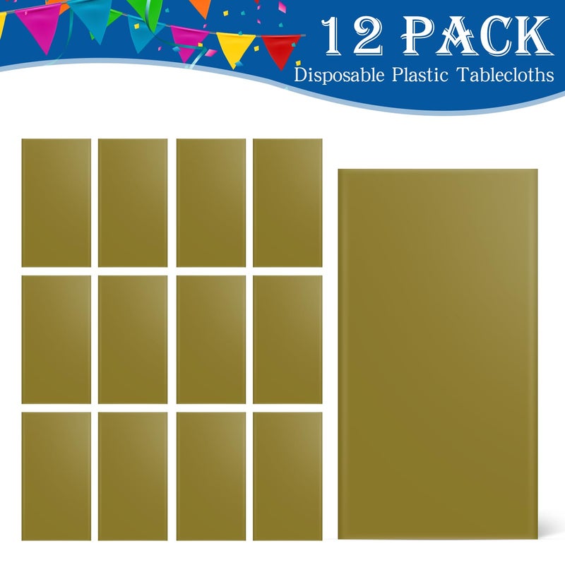 YSYJ 12 Pack Gold 54 x 108 Inch Disposable Plastic Tablecloths Rectangular Table Cloth Plastic Table Cover for Parties - Image 3