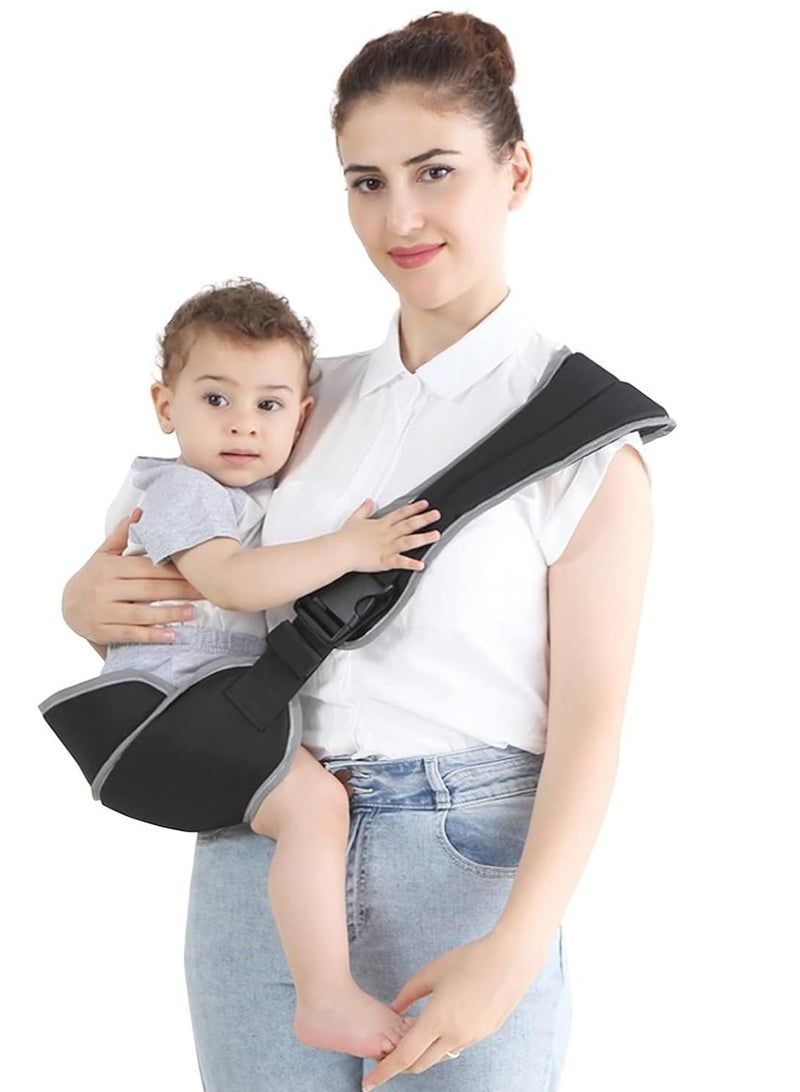 Toddler Carrier, Portable Adjustable Child Sling, Ergonomic One Shoulder Labor Saving Polyester Half Wrapped Toddler Sling with Anti-Slip Particles, for Child 6-36 Months - Image 1
