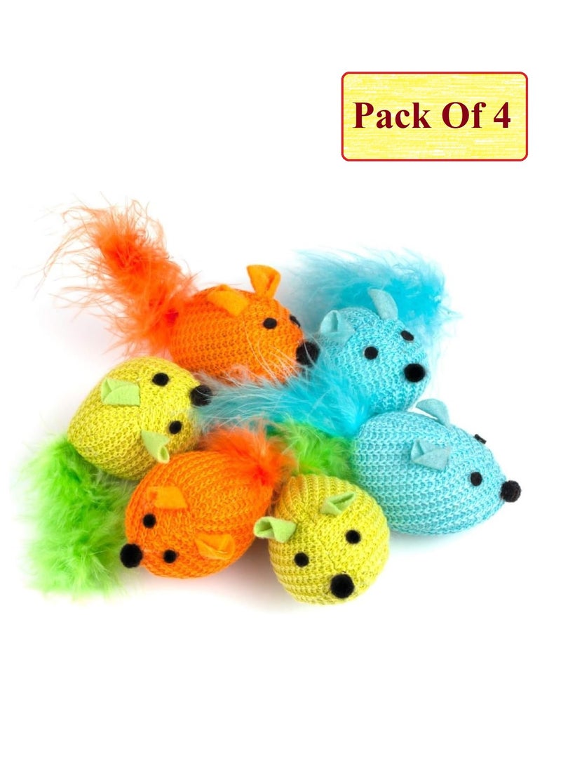 Mouse Cat Toy 4pcs Mice Shaped Cat Bite Chew Toys Interactive Cat Catch Play Teaser Mouse Toy for Cats Kittens Multicolor - Image 1