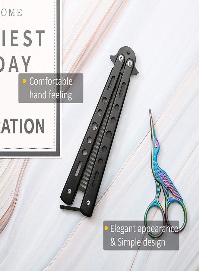 ZIBUYU® Butterfly Comb Professional Training Comb Stainless Steel Folding Practice Comb Unsharpened Blade Stylish Comb Saloon Tool for Beginners Training - Black - Image 5