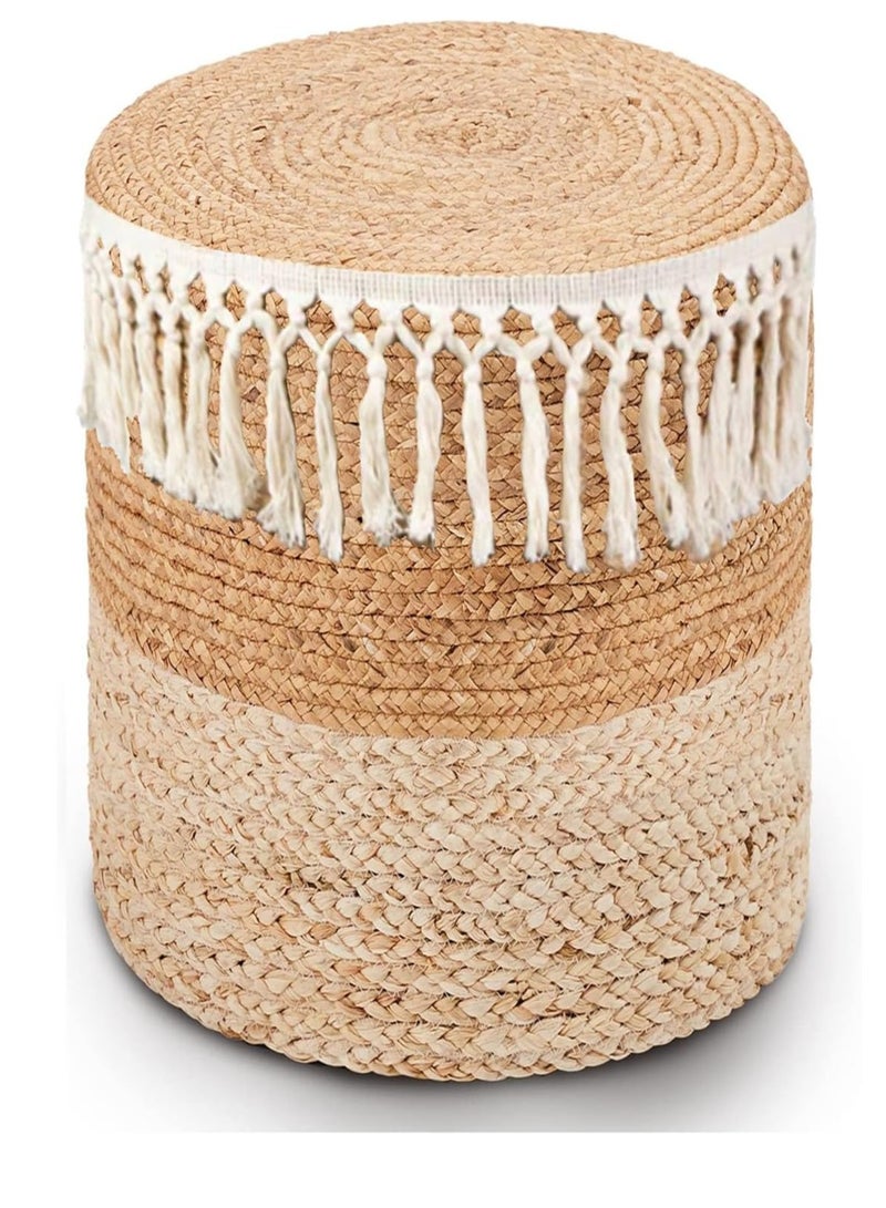 Generic FFD 100% Natural Seagrass Pouf Ottoman – Handwoven Round Footstool with Sturdy Wood Frame, Versatile Braided Footrest & Accent Chair for Living Room, Bedroom, & Home Decor"  - Image 4