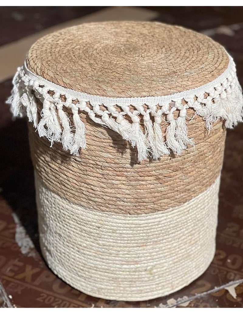 Generic FFD 100% Natural Seagrass Pouf Ottoman – Handwoven Round Footstool with Sturdy Wood Frame, Versatile Braided Footrest & Accent Chair for Living Room, Bedroom, & Home Decor"  - Image 5