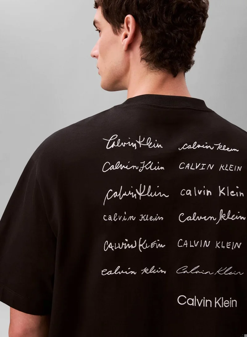 Calvin Klein Jeans Black Relaxed Script Logo T-Shirt for Men | Best Price UAE