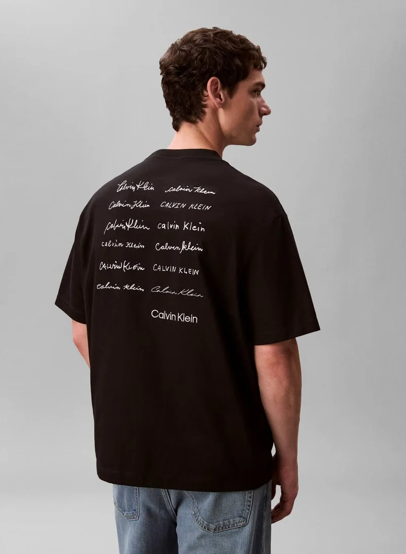 Calvin Klein Jeans Black Relaxed Script Logo T-Shirt for Men | Best Price UAE