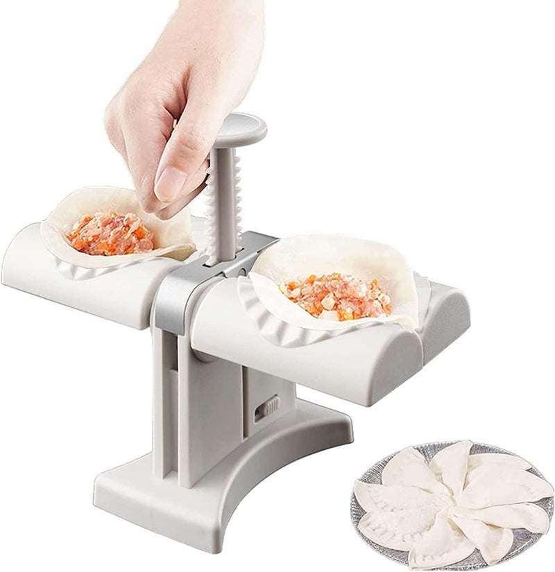 IQS ENTERPRISE IQS ENTERPRISE Double Head Automatic Dumpling Maker Mould Stainless Steel Dumpling Maker Double Head Automatic Multi use Dumpling Make Set for Cooking momos Puri Maker 1 pcs  - Image 1