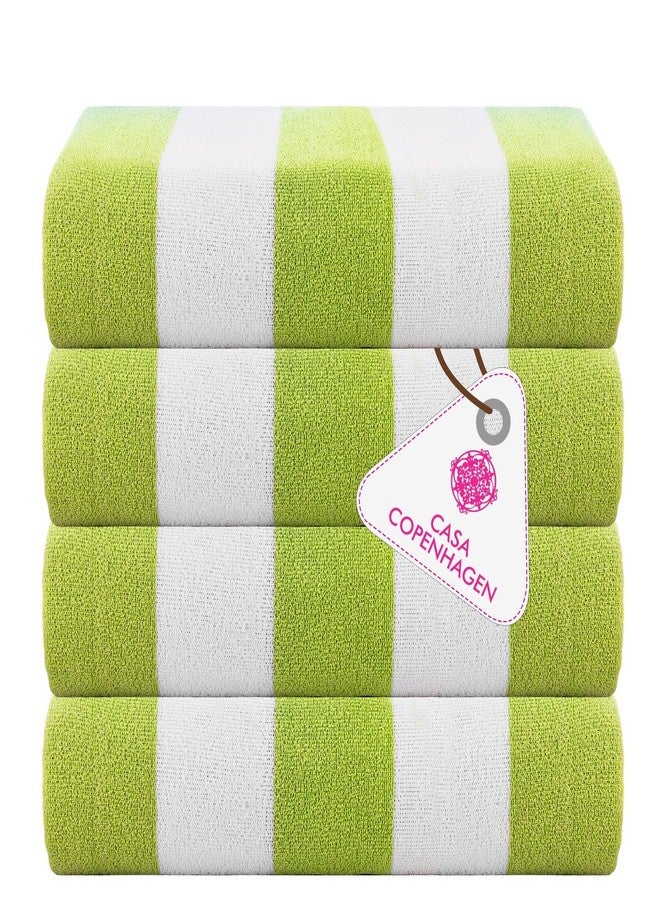 CASA COPENHAGEN Cabana Beach Designed in Denmark Rough and Tough, Quick Dry, Pool, Bath & Shower 30x60 inches 4 Pieces Cotton Beach Bath Towels Set - Green - Image 1