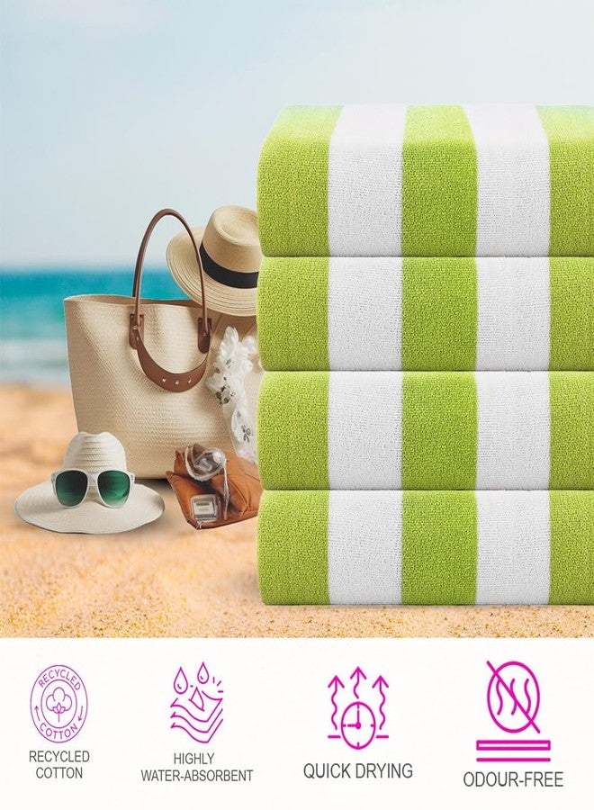 CASA COPENHAGEN Cabana Beach Designed in Denmark Rough and Tough, Quick Dry, Pool, Bath & Shower 30x60 inches 4 Pieces Cotton Beach Bath Towels Set - Green - Image 2
