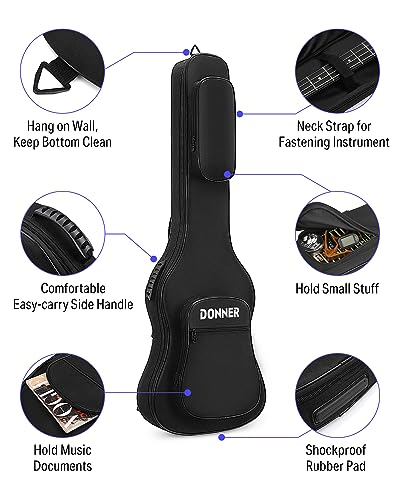 Donner 47 Inch Electric Bass Guitar Case, 0.4 Inch Thick Padding Sponge 600D Ripstop Waterproof Nylon Soft Electric Bass Guitar Gig Bag with 3 Pockets and Back Hanger Loop, Black - Image 3