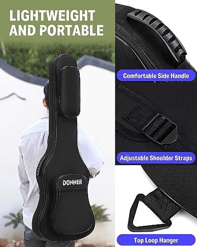 Donner 47 Inch Electric Bass Guitar Case, 0.4 Inch Thick Padding Sponge 600D Ripstop Waterproof Nylon Soft Electric Bass Guitar Gig Bag with 3 Pockets and Back Hanger Loop, Black - Image 5