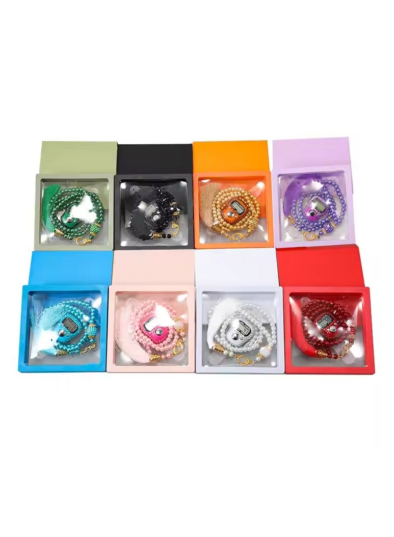 Handmade Glass 99 Tesbih Digital Finger Tally Counter with Box Case Prayer Beads Rosary Islamic Tasbih - Image 2