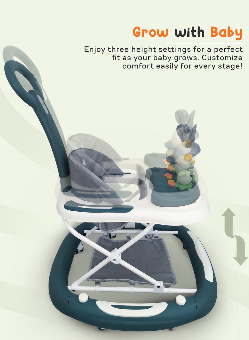 BAYBEE 3-In-1 Baby Walker With Rocker Mode, Parental Push Handle, Musical Toy Bar, Adjustable Height, Footmat, 6 To 24 Months  - Image 5