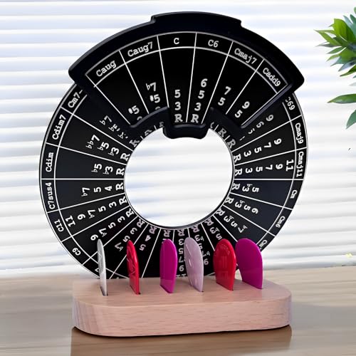 Ssllretu Circle of Fifths Wheel Metal Melody Tool with Guitar Chord Chart Music Theory Book and Wooden Stand for Musical Instruments Black - Image 3