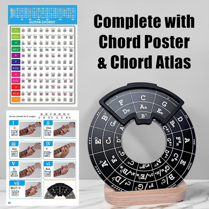 Ssllretu Circle of Fifths Wheel with Guitar Chord Chart and Music Theory Book - Image 3
