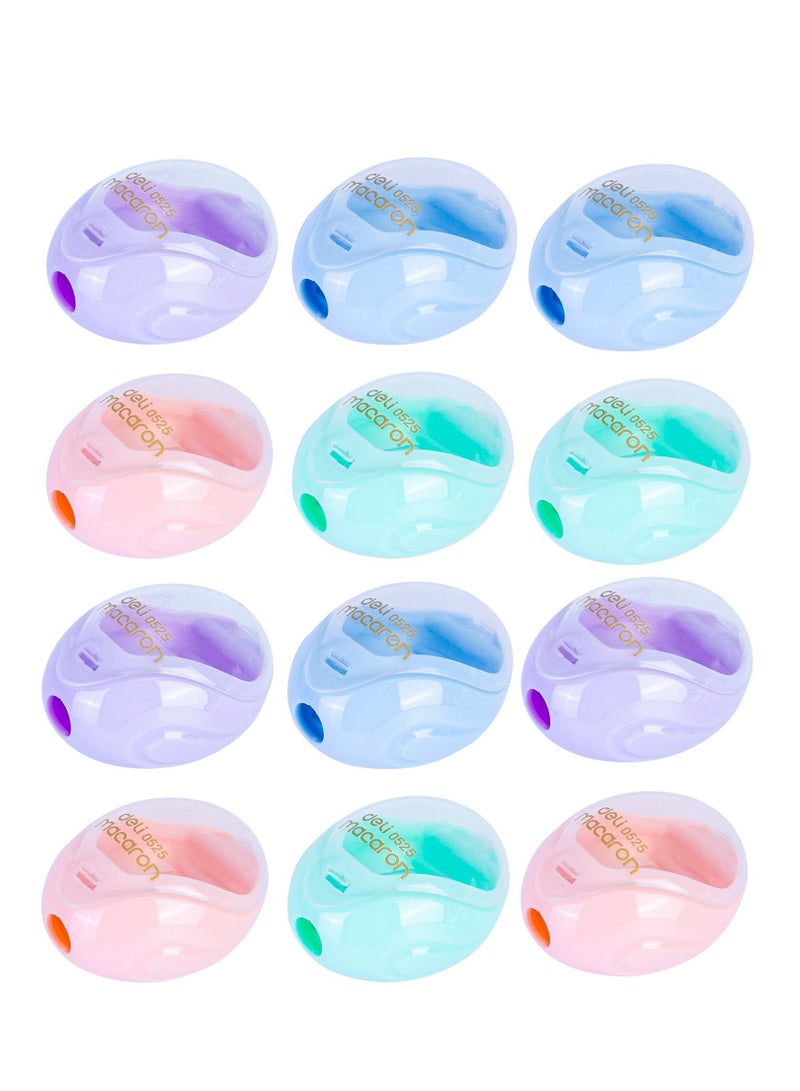 Deli 12-Piece Single Hole Sharpener Assorted Colours - Image 1