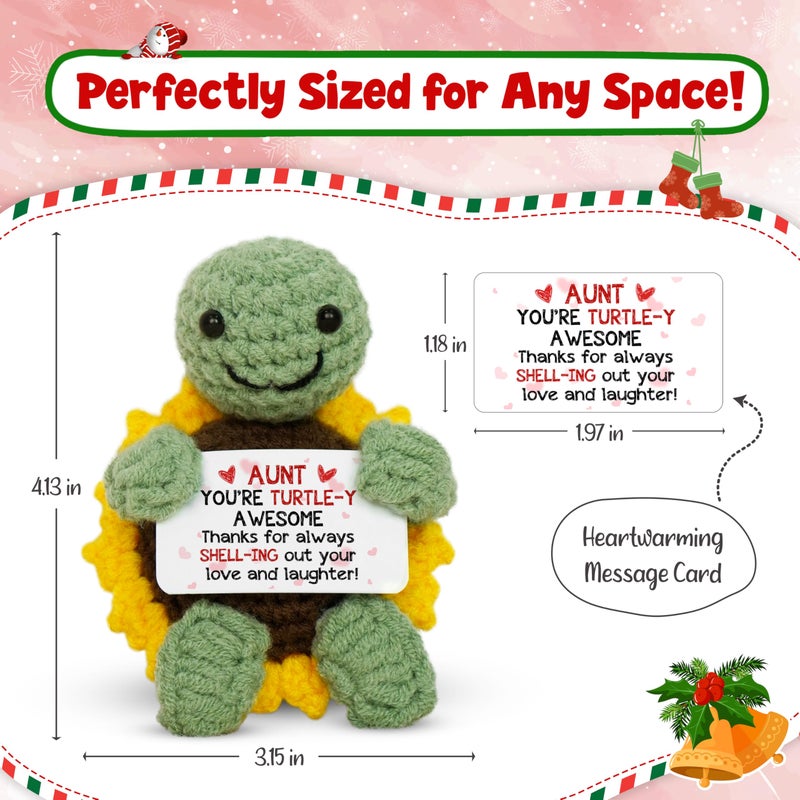 OASSIE Aunt Gifts for Women - Emotional Support Crochet Turtle with Card - Birthday Turtle Gifts for Aunts from Niece Nephew, Birthday Gift for Aunt, Inspirational Auntie Gift Ideas for Desk Decor - Image 2
