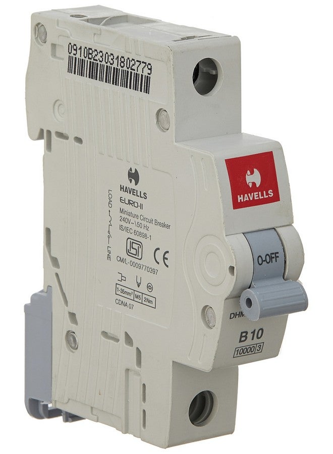 Havells DHMGBSPF010 PVC Plastic 10A MCB SP B Curve (White)