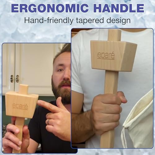 Eparé Lewis Bag & Ice Mallet - Manual Ice Crusher Wooden Hammer - Canvas Crushing Bag - Crushed Ice Bar Cocktails - Bartender & Kitchen Tools Kit - Image 3