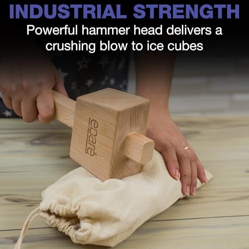 Eparé Lewis Bag & Ice Mallet - Manual Ice Crusher Wooden Hammer - Canvas Crushing Bag - Crushed Ice Bar Cocktails - Bartender & Kitchen Tools Kit - Image 2