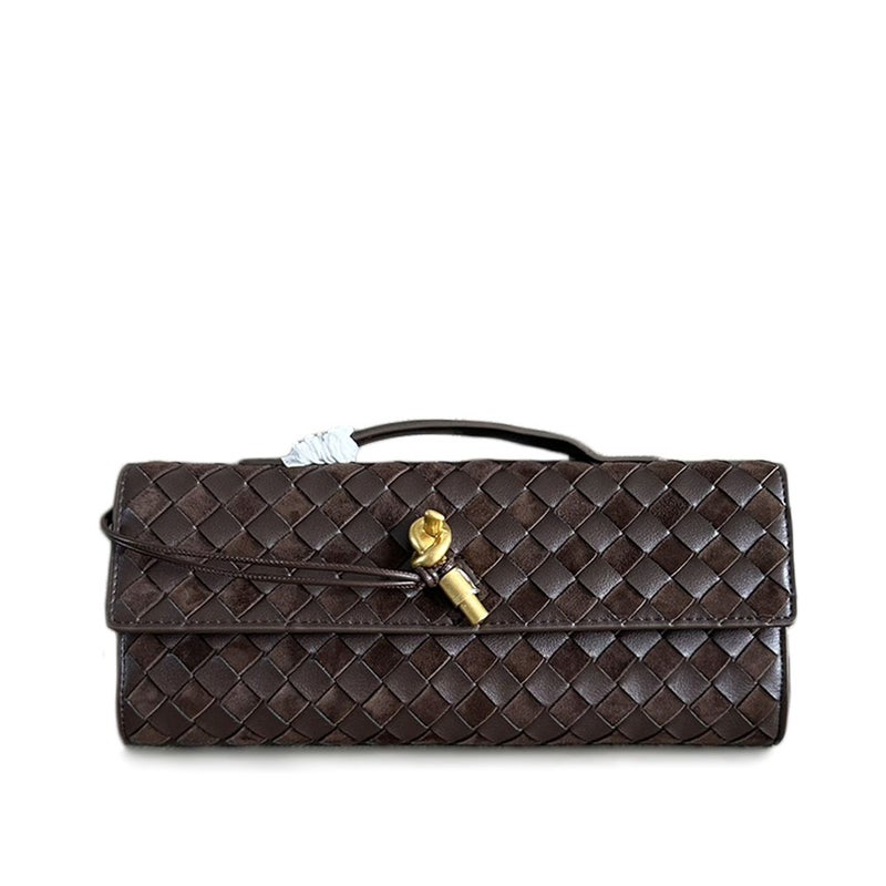 Women'S Bag Woven Cashmere Leather Cowhide Colorblock Lock Dinner Bag Single Shoulder Crossbody Clutch Bag - Image 4