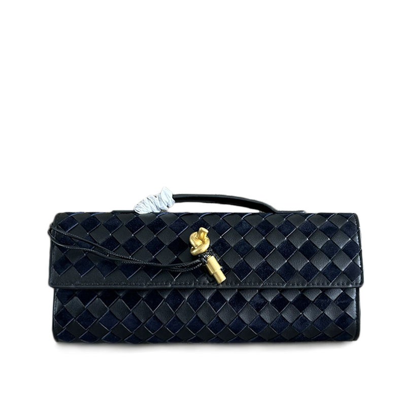 Women'S Bag Woven Cashmere Leather Cowhide Colorblock Lock Dinner Bag Single Shoulder Crossbody Clutch Bag - Image 1