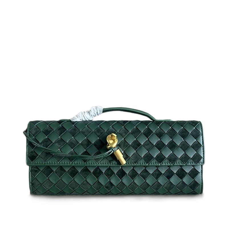 Women'S Bag Woven Cashmere Leather Cowhide Colorblock Lock Dinner Bag Single Shoulder Crossbody Clutch Bag - Image 5