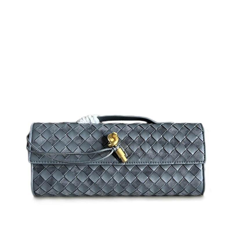 Women'S Bag Woven Cashmere Leather Cowhide Colorblock Lock Dinner Bag Single Shoulder Crossbody Clutch Bag - Image 3
