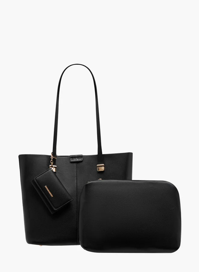 Flora Bella By Shoexpress Solid Tote Bag with Double Handles and Pouch