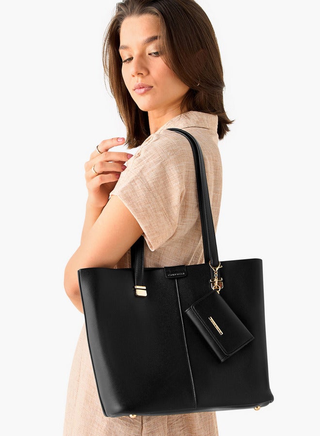 Flora Bella By Shoexpress Solid Tote Bag with Double Handles and Pouch  - Image 2