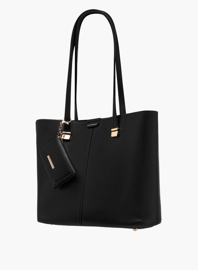 Flora Bella By Shoexpress Solid Tote Bag with Double Handles and Pouch  - Image 3