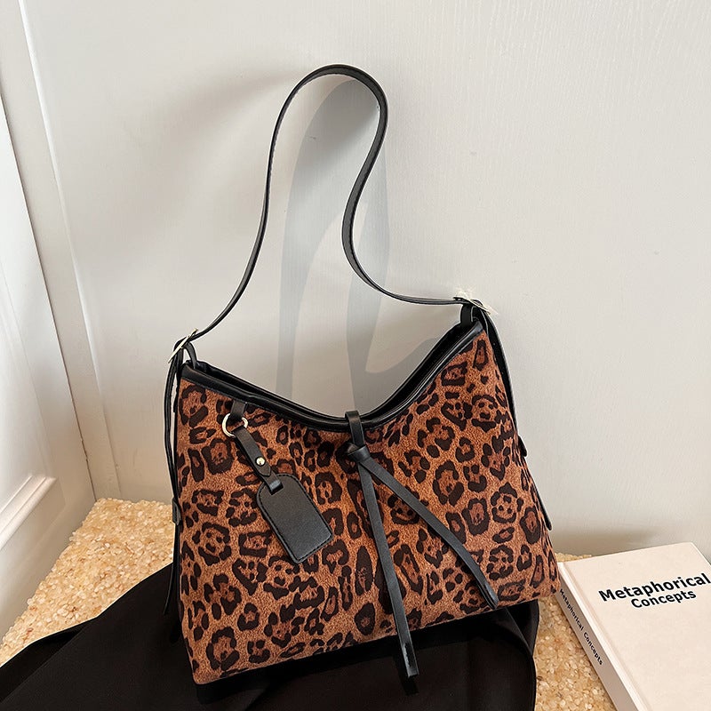 This Year'S Popular Retro Fashion Bag Women'S Large Capacity Leopard Tote Bag Work Commuter Shoulder Women