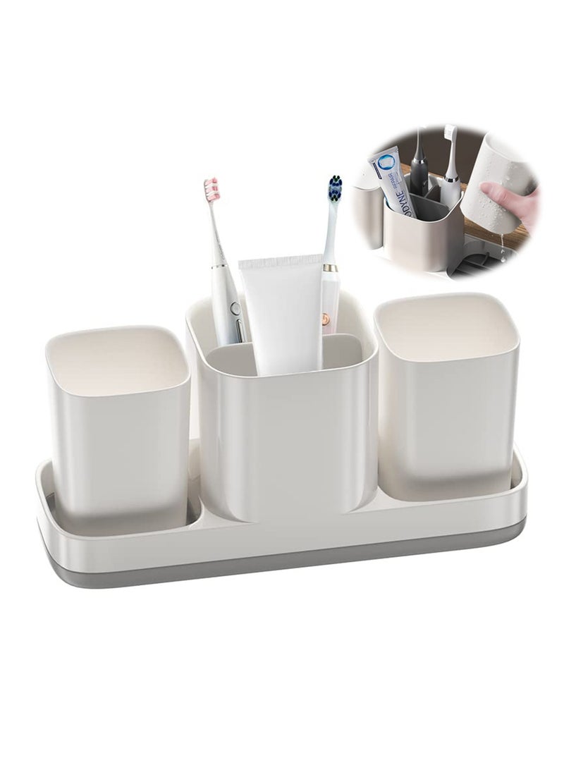 SYOSI حامل فرشاة الأسنان لحمام، مجموعة تنظيم الحمام Azonee مع 2 كوب، حامل فرشاة الأسنان الكهربائية للأطفال، تخزين ملحقات الحمام لمعجون الأسنان وماكينة الحلاقة (أبيض) - Image 1