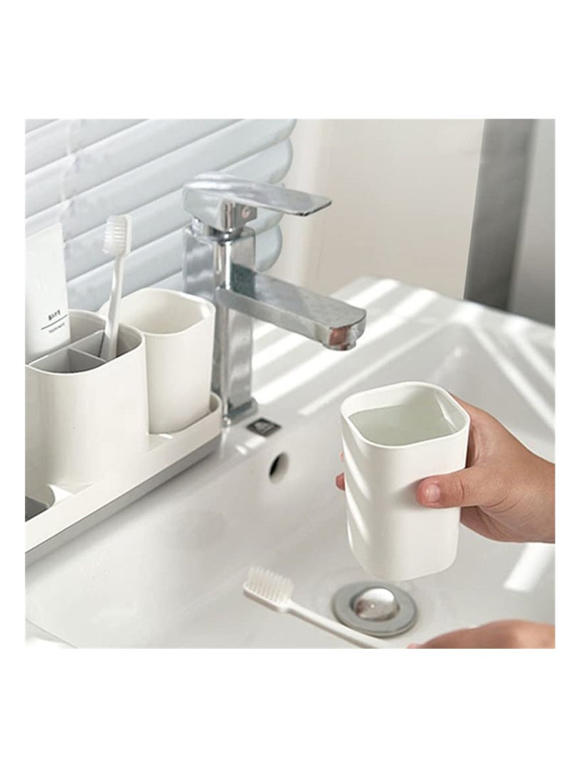 SYOSI حامل فرشاة الأسنان لحمام، مجموعة تنظيم الحمام Azonee مع 2 كوب، حامل فرشاة الأسنان الكهربائية للأطفال، تخزين ملحقات الحمام لمعجون الأسنان وماكينة الحلاقة (أبيض) - Image 3