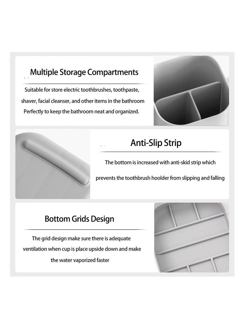 SYOSI حامل فرشاة الأسنان لحمام، مجموعة تنظيم الحمام Azonee مع 2 كوب، حامل فرشاة الأسنان الكهربائية للأطفال، تخزين ملحقات الحمام لمعجون الأسنان وماكينة الحلاقة (أبيض) - Image 4